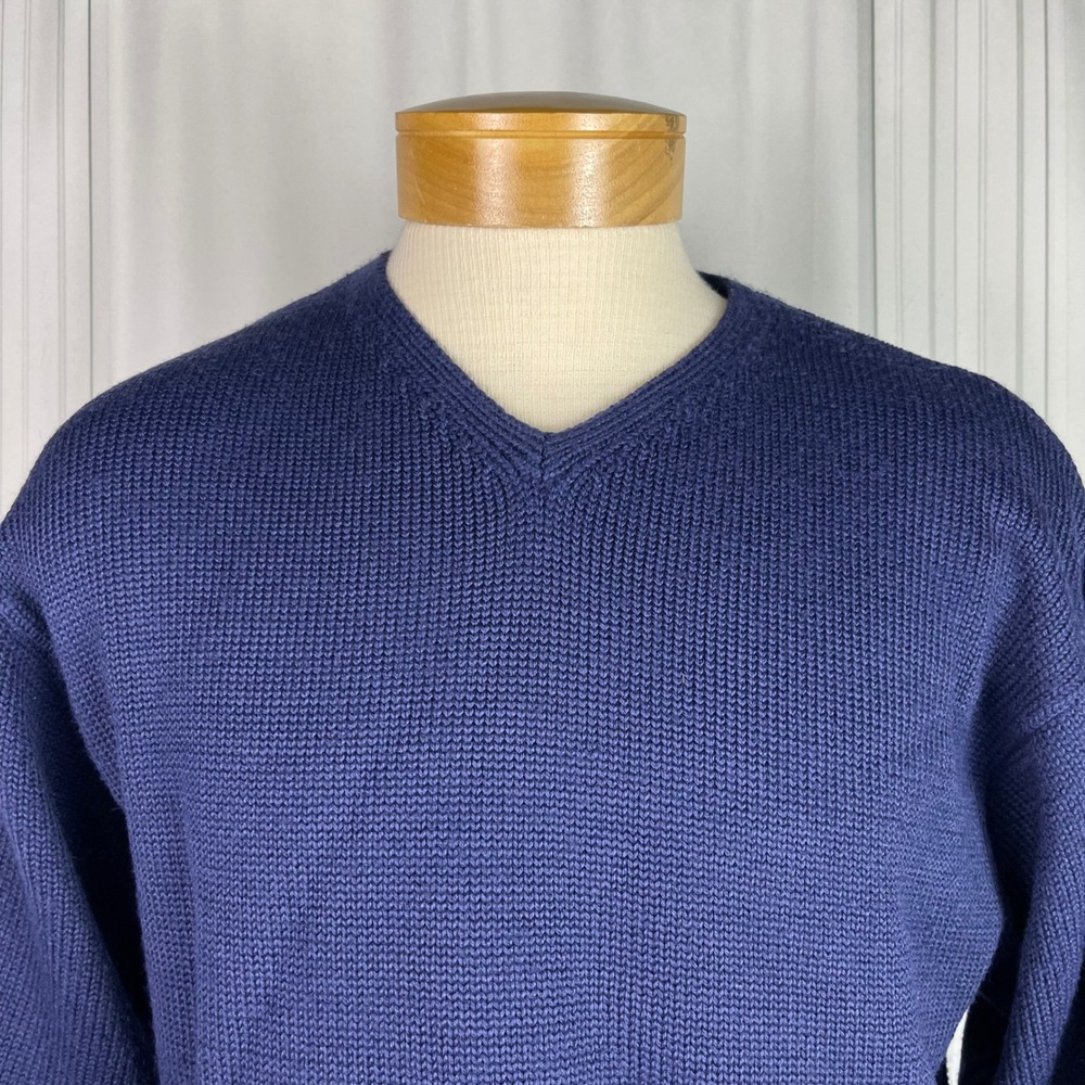 Vintage 90's - Old‎ Navy - V Neck Long Sleeve Wool Blend Knit Sweater - Navy -S - Picture 3 of 13